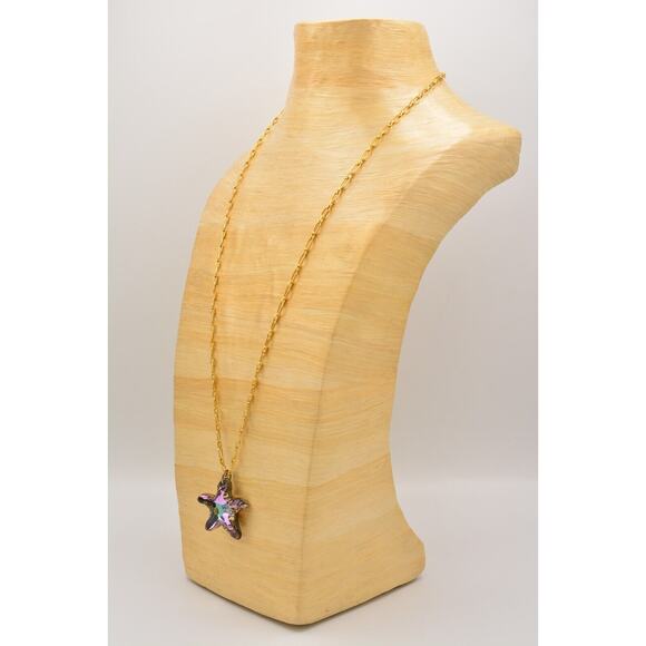 Vintage Crystal Starfish Necklace Pendant Sparkling Purple Aurora Borealis Bin1 - Picture 8 of 12